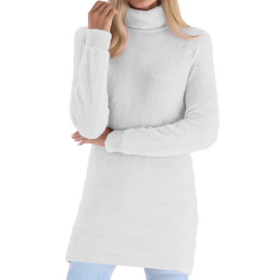 Essential Fall Fashion Warm Layer – Women's Cozy High Neck Fleece Top with Long Sleeves, a Soft Thermal Pullover in Loose Fit Casual Winter Loungewear Tunic Style