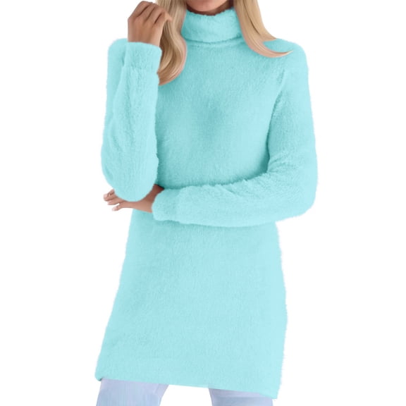 Essential Fall Fashion Warm Layer – Women's Cozy High Neck Fleece Top with Long Sleeves, a Soft Thermal Pullover in Loose Fit Casual Winter Loungewear Tunic Style