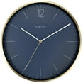 thumbnail image 1 of Essential Gold - Glass / Aluminum 13.4-inch Wall Clock with Silent Movement -  Vintage Blue, 1 of 4