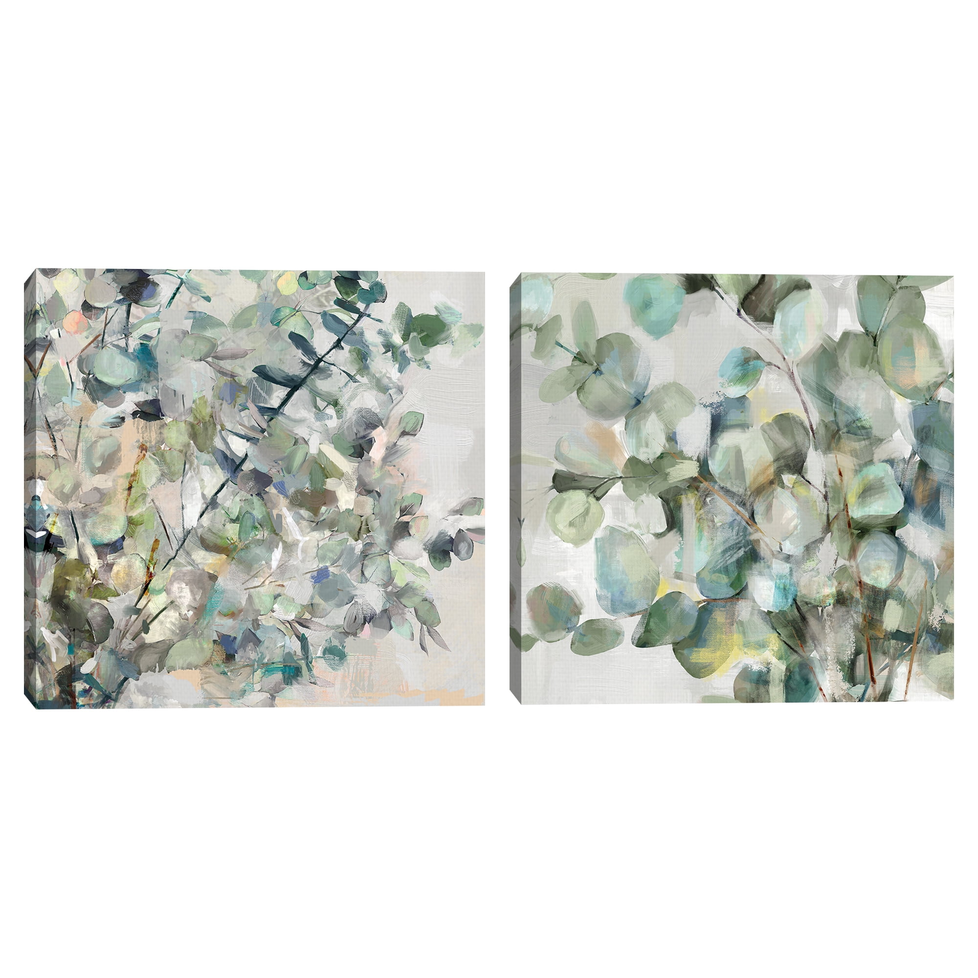 Teal and Olive Abstract Canvas Art Set