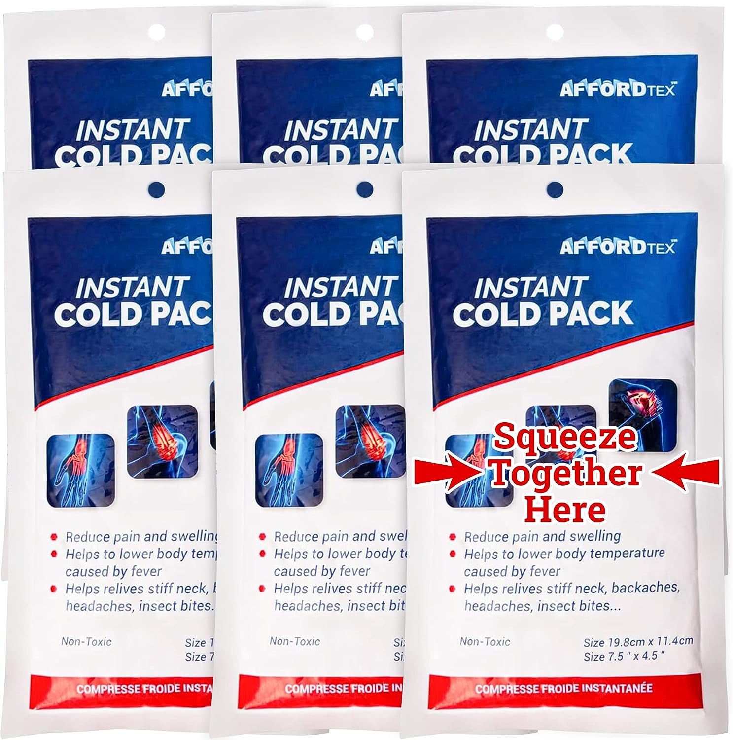 Essential Instant Cold Pack 6 Count Disposable Ice Packs for Outdoor