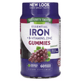 Essential Iron + BVitamins, Zinc, Natural Grape, 60 Vegan Gummies