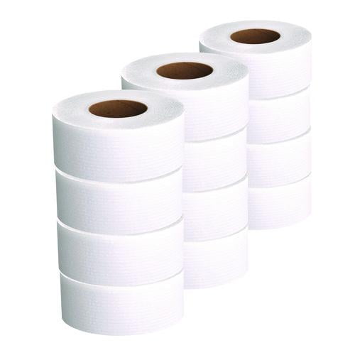Essential JRT Jumbo Roll Bathroom Tissue, Septic Safe, 2-Ply, 3.55" x 1,000 ft, White, 12 Rolls/Cart | Bundle of 2