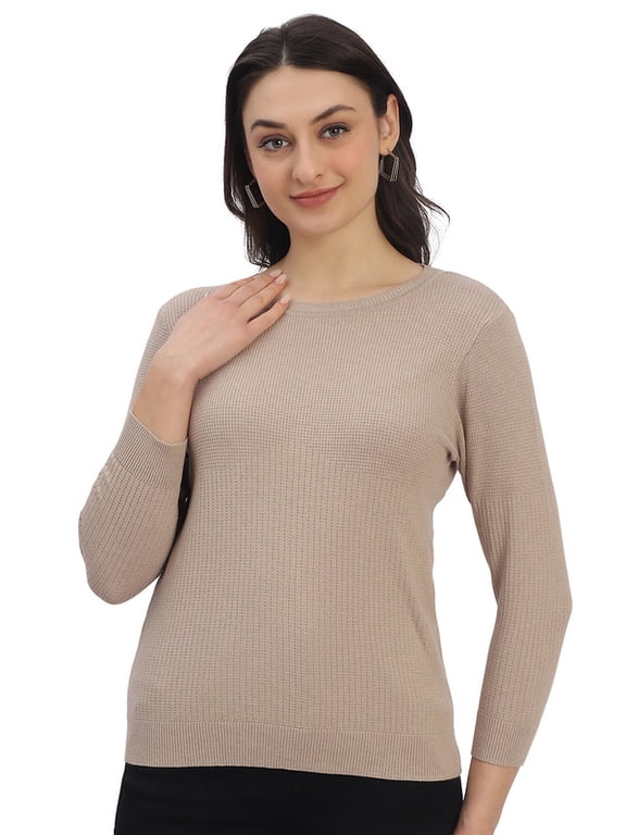 Casual Women's Essential Knit Top – Beige | Free Size