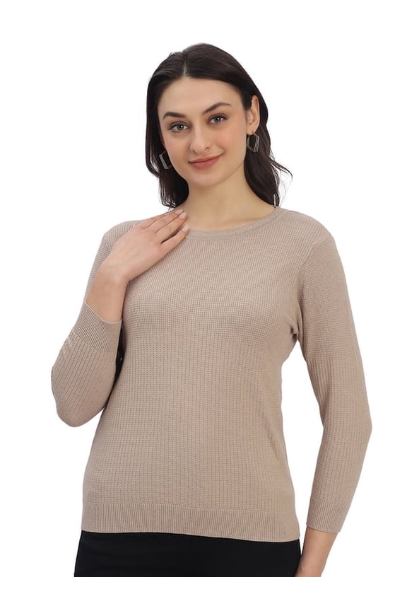 Casual Women's Essential Knit Top – Beige | Free Size
