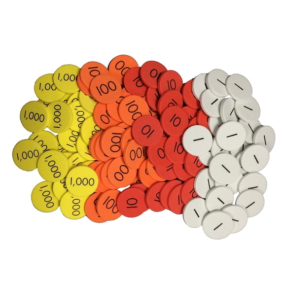 Essential Learning Sensational Math 4-Value Whole Numbers Place Value Discs Pack of 1200 (ELP626658)