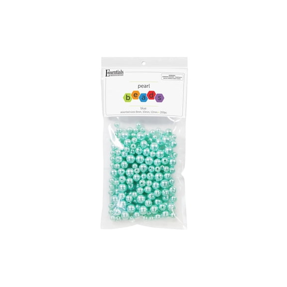 Essential By Leisure Arts Pearl Beads Assorted Sizes 8/10/12Mm, Blue, 200Pc – Round Pearls For Crafting, For Jewelry Making And Diy Crafts, Craft Pearls Projects