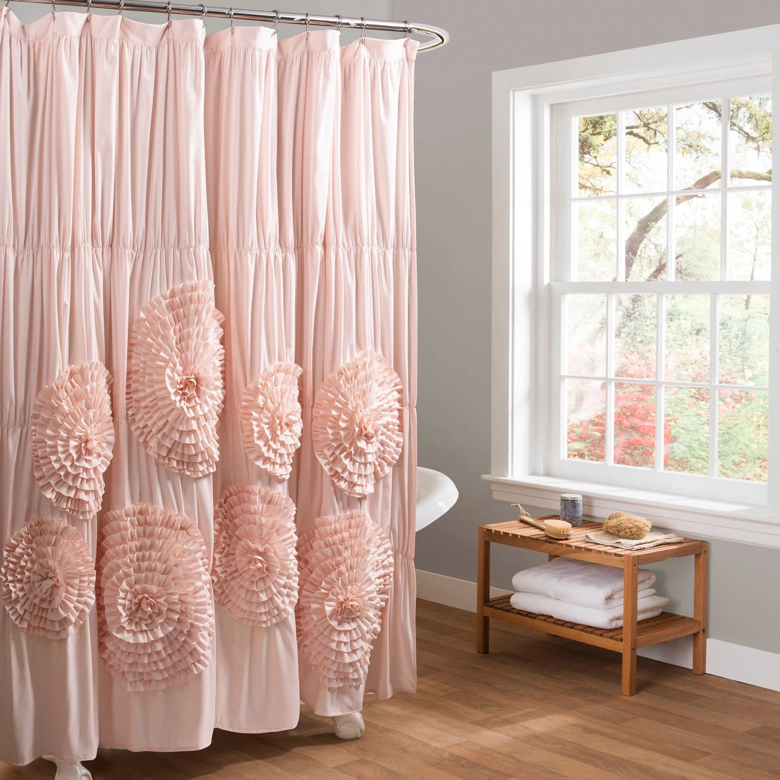Lush Decor, Essential Living Serena Shower Curtain, 72"x72", Pink