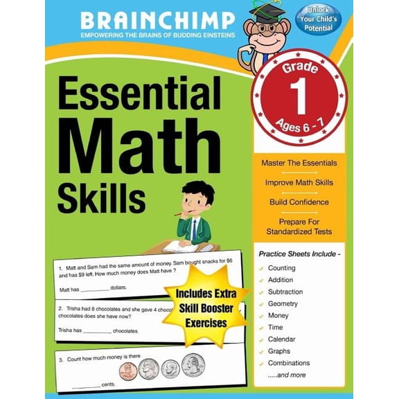Essential Math Skills: 1st Grade Workbook For Ages 6-7, (Paperback)