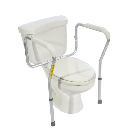 Essential Medical Supply Adjustable Toilet Safety Rails featuring a Sturdy and Secure Frame with 250lb Capacity