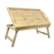 Essential Medical Supply Bamboo Bed and Lap Tray - Large Flip Up Top, Raised Edge, and Handles