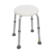 Essential Medical Supply Round Bath Stool - Height Adjustable Shower Chair for Compact Tubs, White Textured Plastic Seat for Seniors and Adults