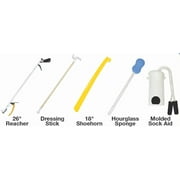 Essential Medical Supply Everyday Essentials Hip and Knee Surgery Recovery Kit with Everything You Need for Rehab - Sock Aid, Shoehorn, Sponge, Reacher and Dressing Stick