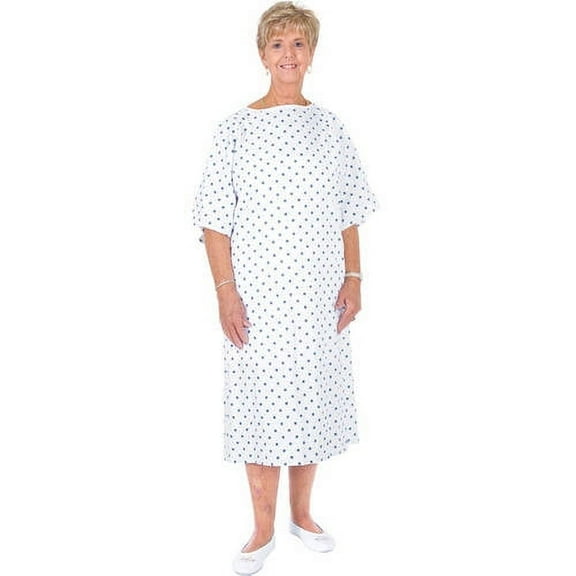 Essential Medical Supply Universal Fit Reusable Patient Gown with Tie Back, Fashion Print on White