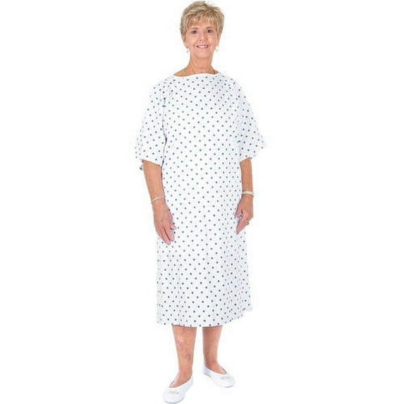 Essential Medical Supply Universal Fit Reusable Patient Gown with Tie Back, Fashion Print on White
