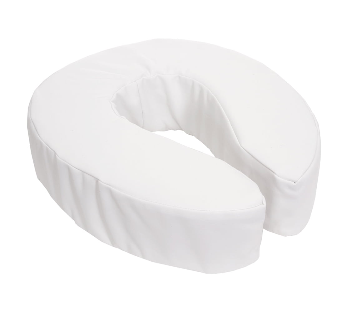 Essential Medical Supply Foam Padded Toilet Seat Cushion Riser with Hook and Look Attachment and Washable Vinyl Cover, 2"
