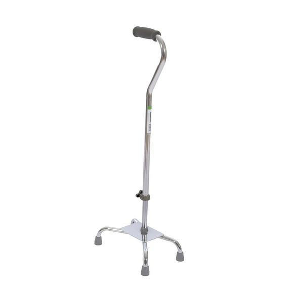 Essential Medical Supply Large Base Quad Cane in Silver - 4 Prong Base and Rubber TipsBrand owner