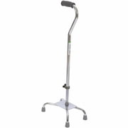 Essential Medical Supply Small Base Quad Cane in Silver - 4 Prong Base and Rubber TipsBrand owner