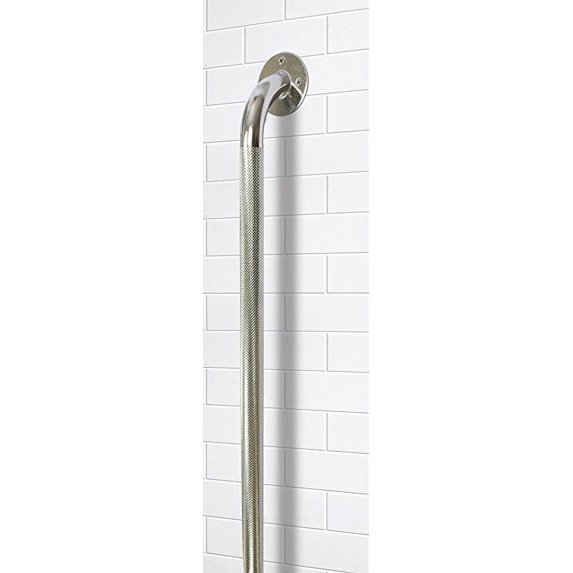 Essential Medical Supply Metal Grab Bar for the Shower or Tub in Chrome with Knurled Anti-Slip Finish - Rust Free with Included Hardware