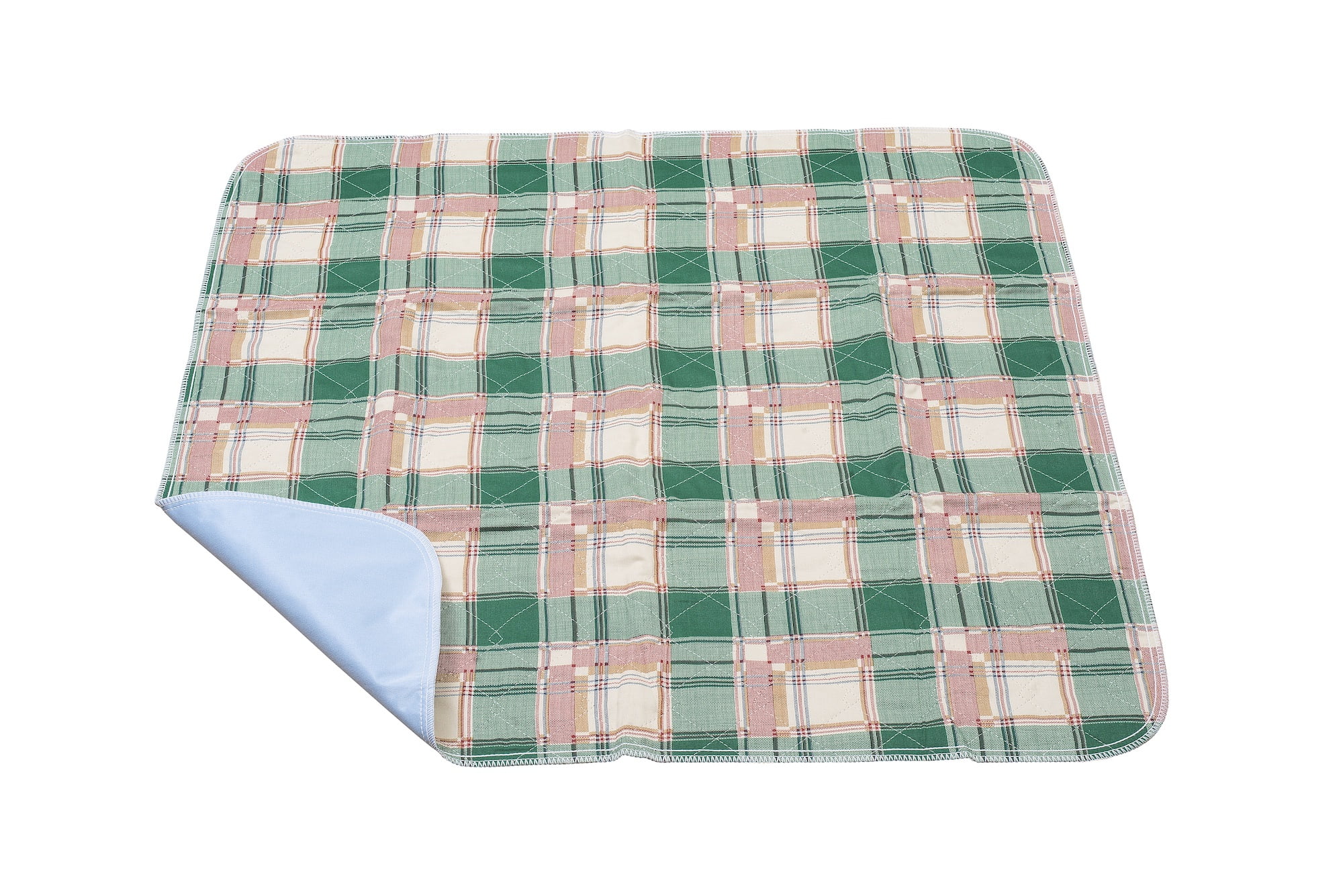Essential Medical Supply Quik-Sorb 34" x 36" Plaid Quilted Reusable Underpad - Washable and Reusable Incontinence Bed Pads for Adults, Ideal for the Couch, Car and Bed
