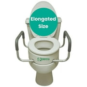 Essential Medical Supply Raised Elevated Toilet Seat Riser for a Elongated Bowl with Padded Aluminum Arms for Support and Compatible with Existing Seat