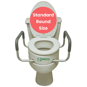Essential Medical Supply Raised Elevated Toilet Seat Riser for a Standard Round Bowl with Padded Aluminum Arms for Support and Compatible with Existing Seat