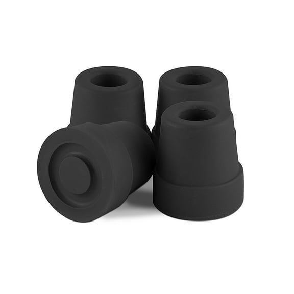 Essential Medical Supply Replacement Rubber Quad Cane Tips with Metal Washer for Support in Black, 1/2"