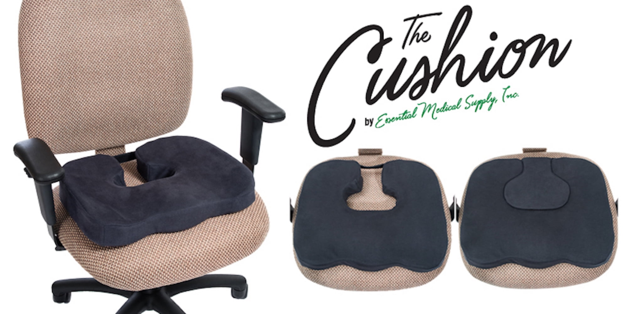 Ergonomic Black Foam Donut Coccyx Cushion with Hook-and-loop Closure