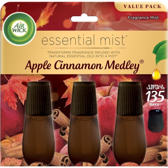 Essential Mist Refill, 3 ct, Apple Cinnamon Medley, Essential Oils Diffuser, Air Freshener, Fall scent, Fall decor
