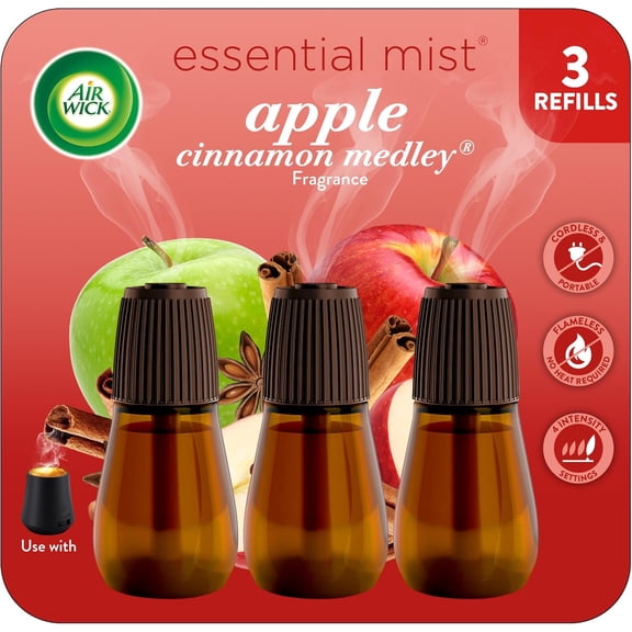 Essential Mist Refill, 3 ct, Apple Cinnamon Medley, Essential Oils Diffuser, Air Freshener, Fall scent, Fall decor