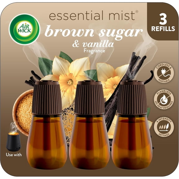 Essential Mist Refill, 3ct, Brown Sugar & Vanilla, Fall Scent, Essential Oils, Air Freshener