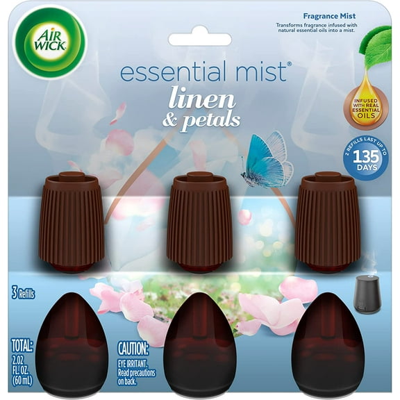 Essential Mist Refill, 3ct, Linen & Petals, Air Freshener, Oils