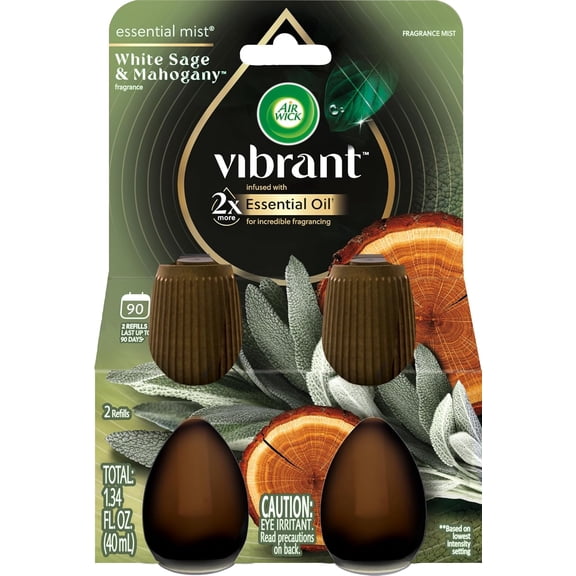 Essential Mist Twin Refill White Sage & Mahogany (2x.67) oz.