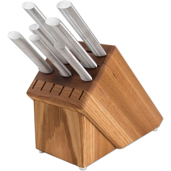 Essential Oak Block Set (S58), Stainless Steel Hollow Ground Blades, Made in USA, Silver Handles