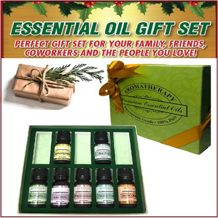 Essential Oil (10 mL x 7) Lavender Peppermint Eucalyptus Lemongrass Sweet Orange Frankincense Tea Tree Made with 100% Pure Therapeutic Grade Essential Oils Gift Set of 7 Aromatherapy 7 pack by Sponix
