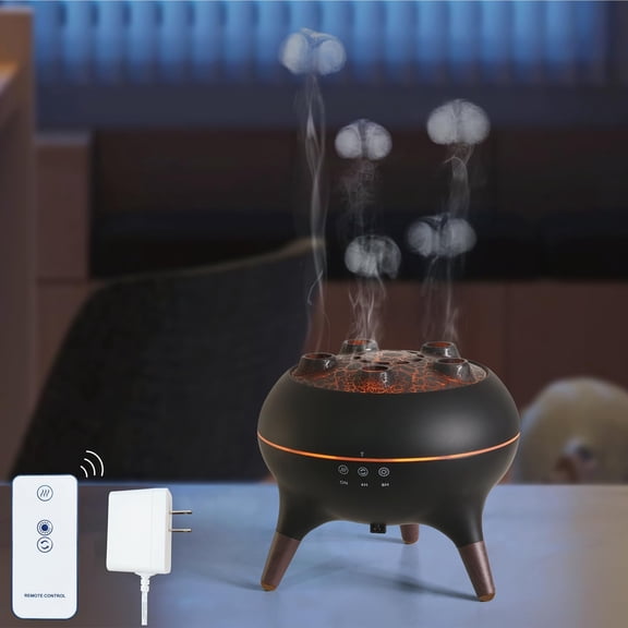 Essential Oil 250ML Dancing Jellyfish Aromatherapy Humidifier with 7 Colors LED Lights,Remote Control,Plug in for Bedroom,Office (Black)