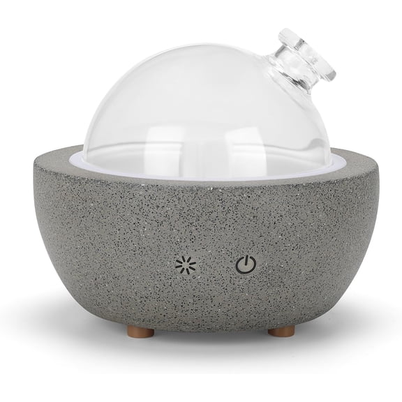 Essential Oil Aromatherapy Diffuser for Home Bedroom Large Room Glass Stone Ultrasonic Air Scent Mist Aroma Diffuser 200ML Defusers—Dark Gray