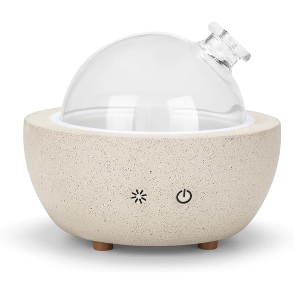 Essential Oil Aromatherapy Diffuser for Home Bedroom Large Room Glass Stone Ultrasonic Air Scent Mist Aroma Diffuser 200ML Defusers—Light Grey