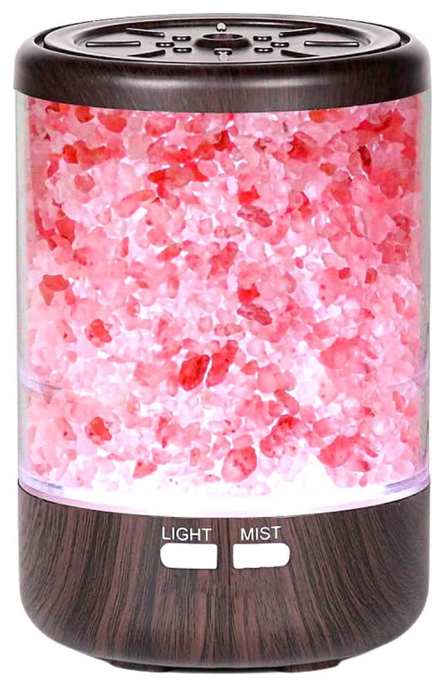 Essential Oil Aromatherapy Home Diffuser with Himalayan Pink Salt Crystal, 7 Color Lights, 2 Mist Humidifier Modes, Nightlight for Home, Office, Bedroom, Spa, Yoga 120ml