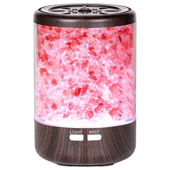 Essential Oil Aromatherapy Home Diffuser with Himalayan Pink Salt Crystal, 7 Color Lights, 2 Mist Humidifier Modes, Nightlight for Home, Office, Bedroom, Spa, Yoga 120ml