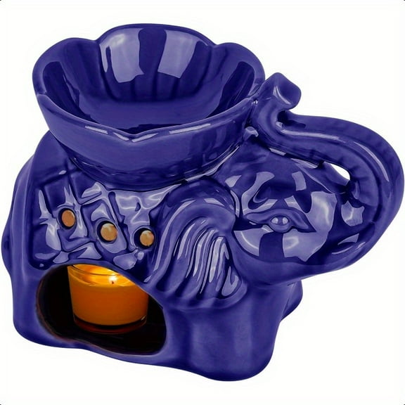 Essential Oil Burner Ceramic Elephant Aroma Diffuser Wax Melt Candle Holder Tealight Fragrance Warmer Oil Candle Burner Tea Light Holder Home Bedroom Decor Elephant Gift Royal Blue