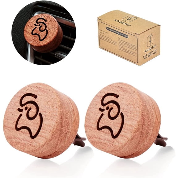 Essential Oil Car Diffuser, 2 PCS Elephant Calf Shaped Car Aromatherapy Wood Diffuser with Vent Clip