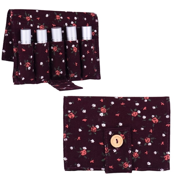 Essential Oil Carrying Case for 10 Roller bottles - Brown flower