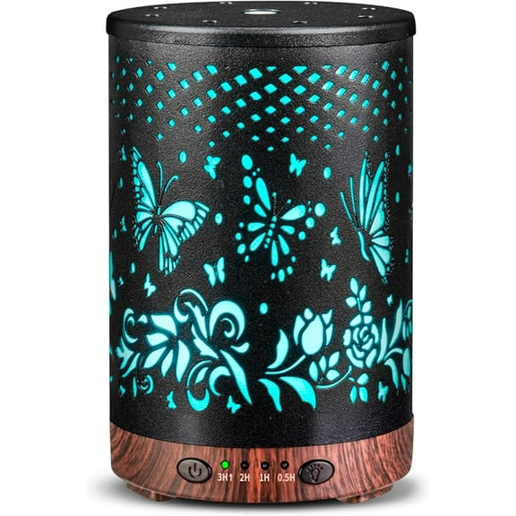 Essential Oil Diffuser 120ML Metal Aromatherapy Diffuser, Cool Mist Humidifier with Auto Shut-Off Protection for Home Office Spa (Butterfly)