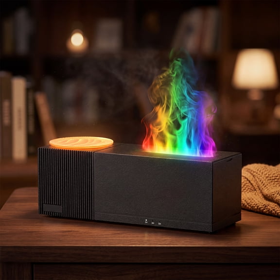 Noahstrong Essential Oil Diffuser, 7-Color Water Ripple Projector Flame Diffuser, Remote Control, 3 Timer Modes & Auto Shut-Off, Aromatherapy Humidifier for Bedroom Home Yoga