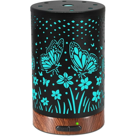 Essential Oil Diffuser - 150ML Metal Aromatherapy Diffuser for Essential Oils with 7 Colors Lights Gifts for Mom Waterless Auto Shut-Off & Ultrasonic Cool Mist Diffuser, Ambience for Home