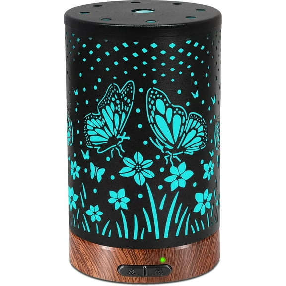 Essential Oil Diffuser - 150ML Metal Aromatherapy Diffuser for Essential Oils with 7 Colors Lights Gifts for Mom Waterless Auto Shut-Off & Ultrasonic Cool Mist Diffuser, Ambience for Home