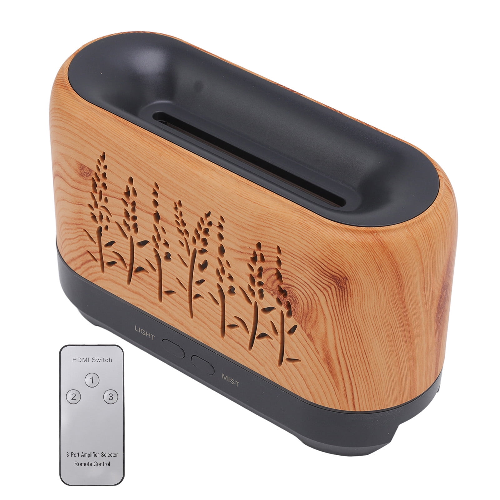 Essential Oil Diffuser, 200ml Brown Remote Control Desktop Humidifier