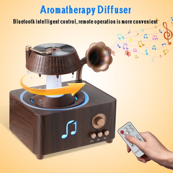 Essential Oil Diffuser, 250ml Cool Mist Rain Humidifier, LED Ambient Light & Auto Power-Off, for Home&Office