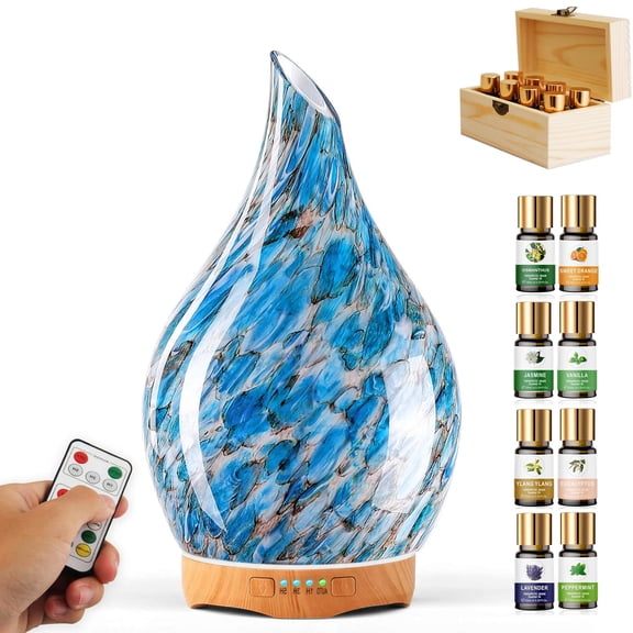 Essential Oil Diffuser 280ml with Remote Control, Ultrasonic Aroma Humidifier, Includes 8 Organic Essential Oils Set